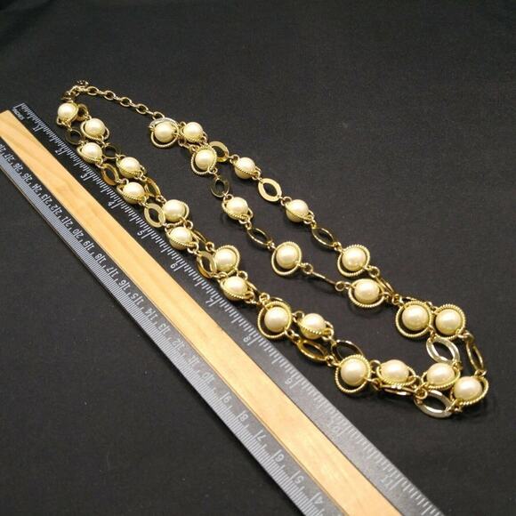 Talbots Faux Pearl Gold Tone Double Strand Necklace, 22 Inches - Picture 6 of 8